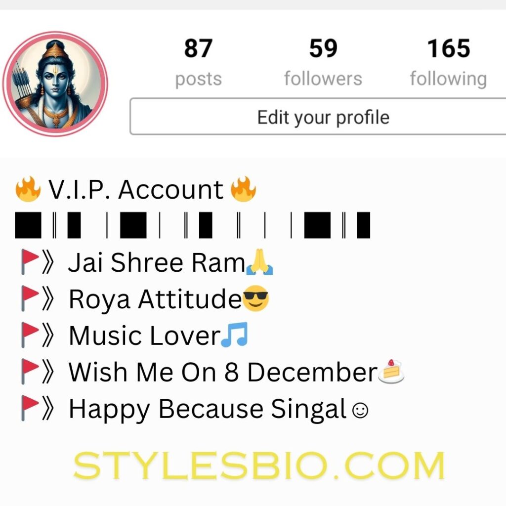 Instagram Bio jay shri Ram 1