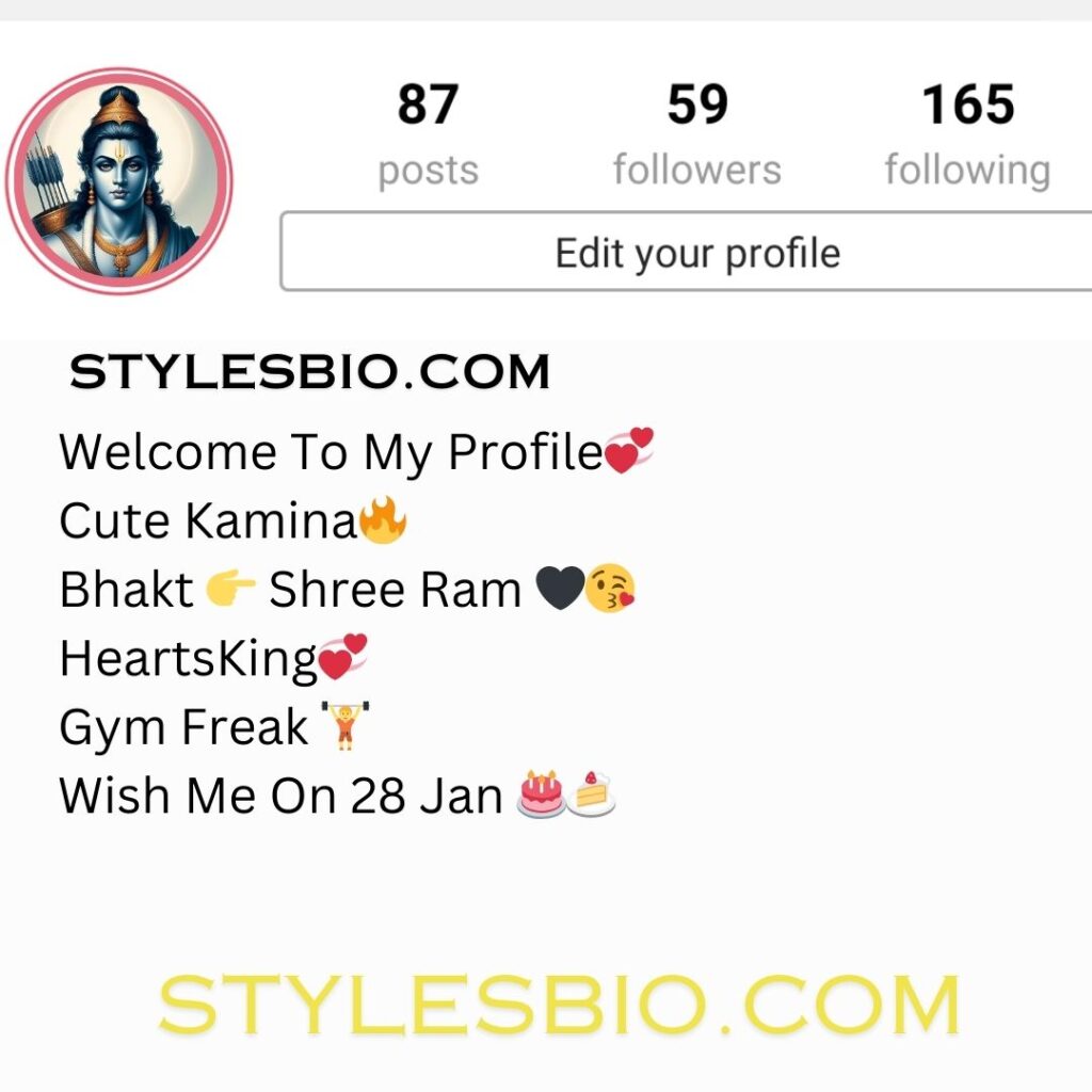 Instagram Bio jay shri Ram 10